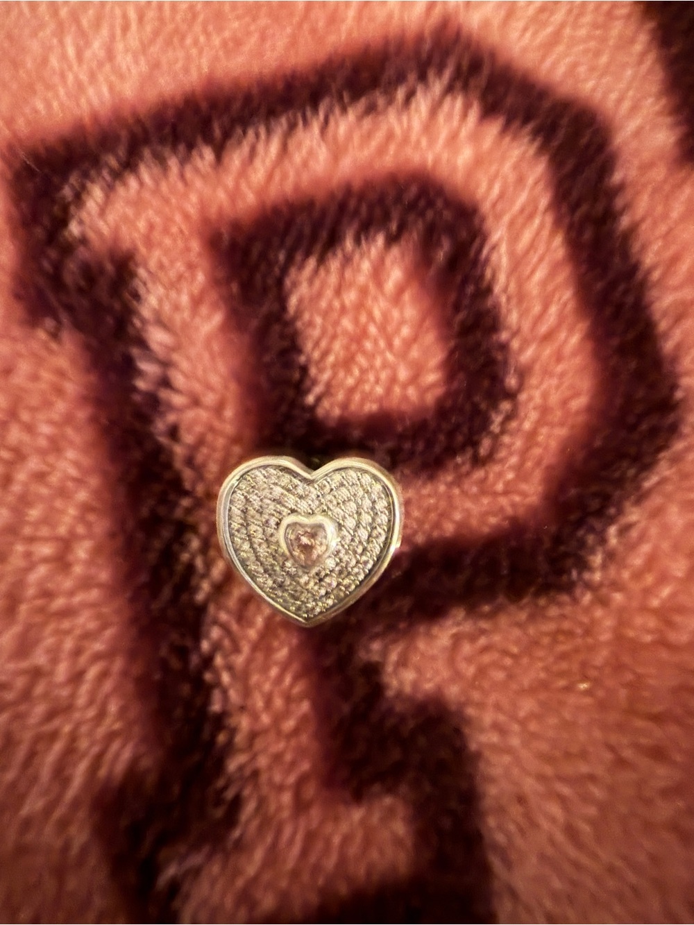 Pandora Silver Heart Earring with Sparkling Clear Stones